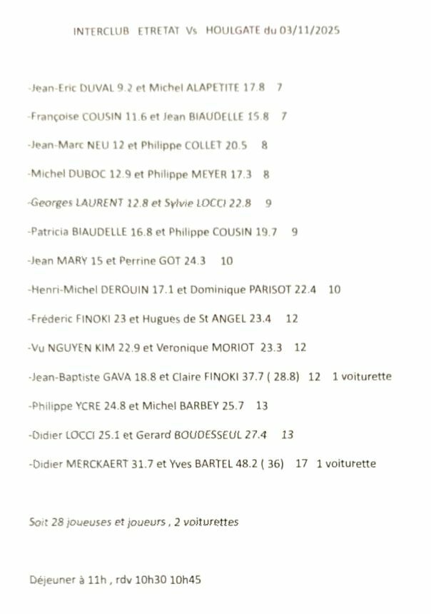 LES DEPARTS POUR DEMAIN A ETRETAT...